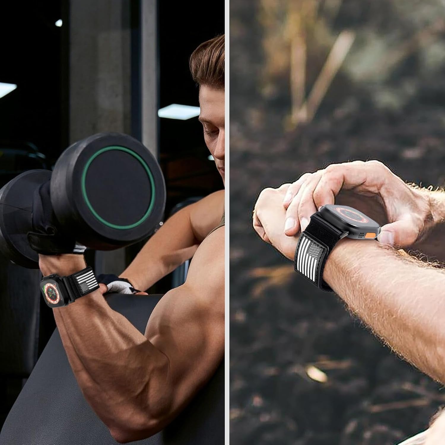 Magnetic Leather Bands Compatible and Rugged Nylon Band with Apple Watch Combination Set