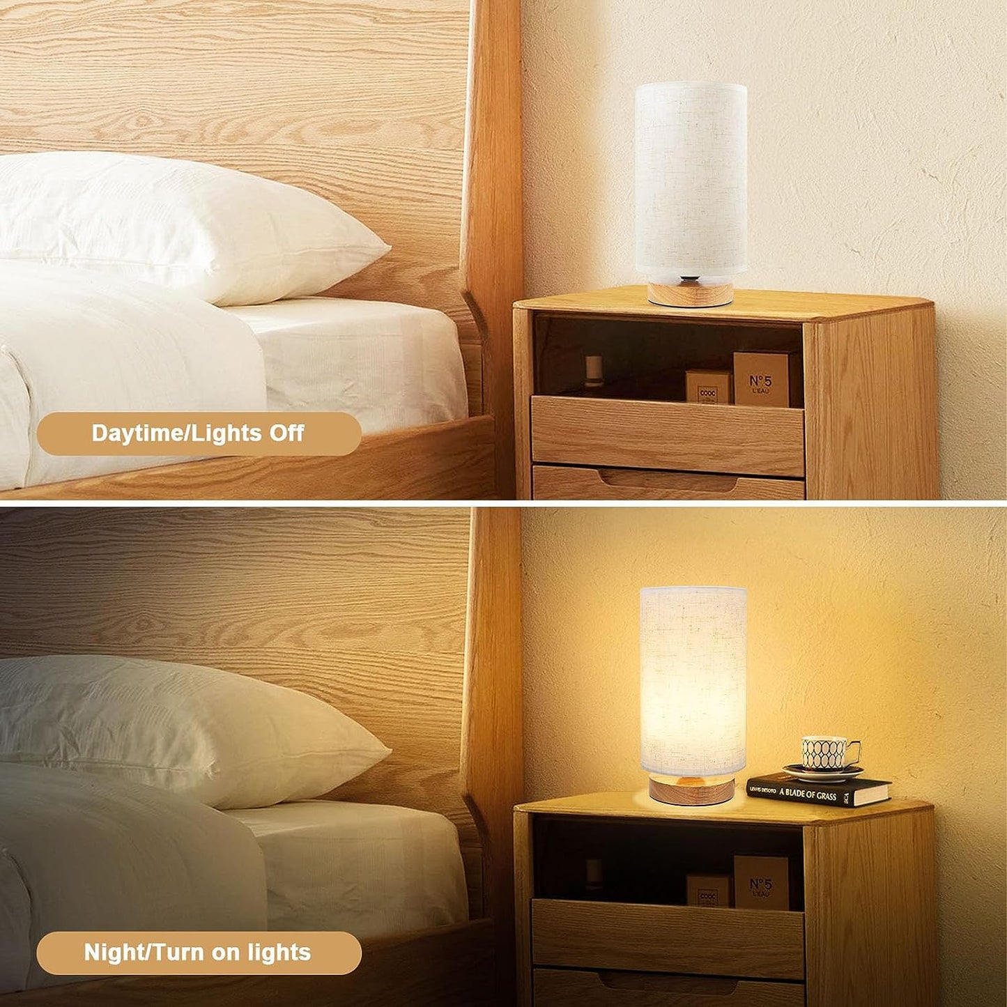 Table Lamp for Bedroom - Small beside Lamps for Night Stands Home Office - Minimalist Design Warm Light Mini Boho Lamp - Fits in Kids,Living,Nursey Room,College Dorm - Awesome Gift Choice