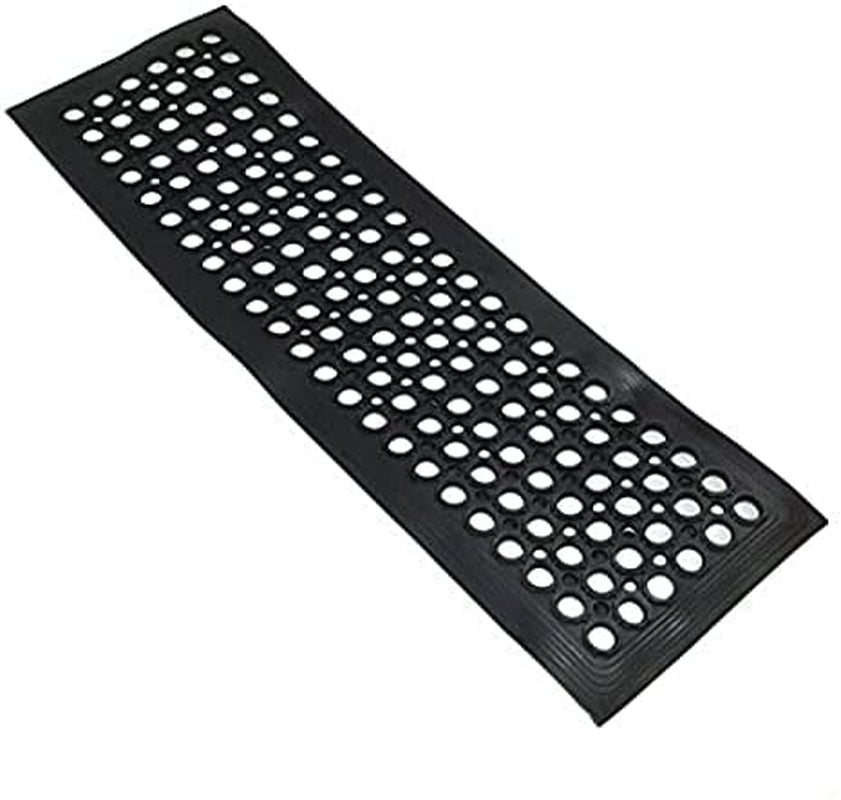 Indoor/Outdoor Hose-Wash Holes Design Non-Slip Rubber 10" X 30" Modern Stair Treads for Stairs, Garage, Patio, 5 Pack, Black Holes