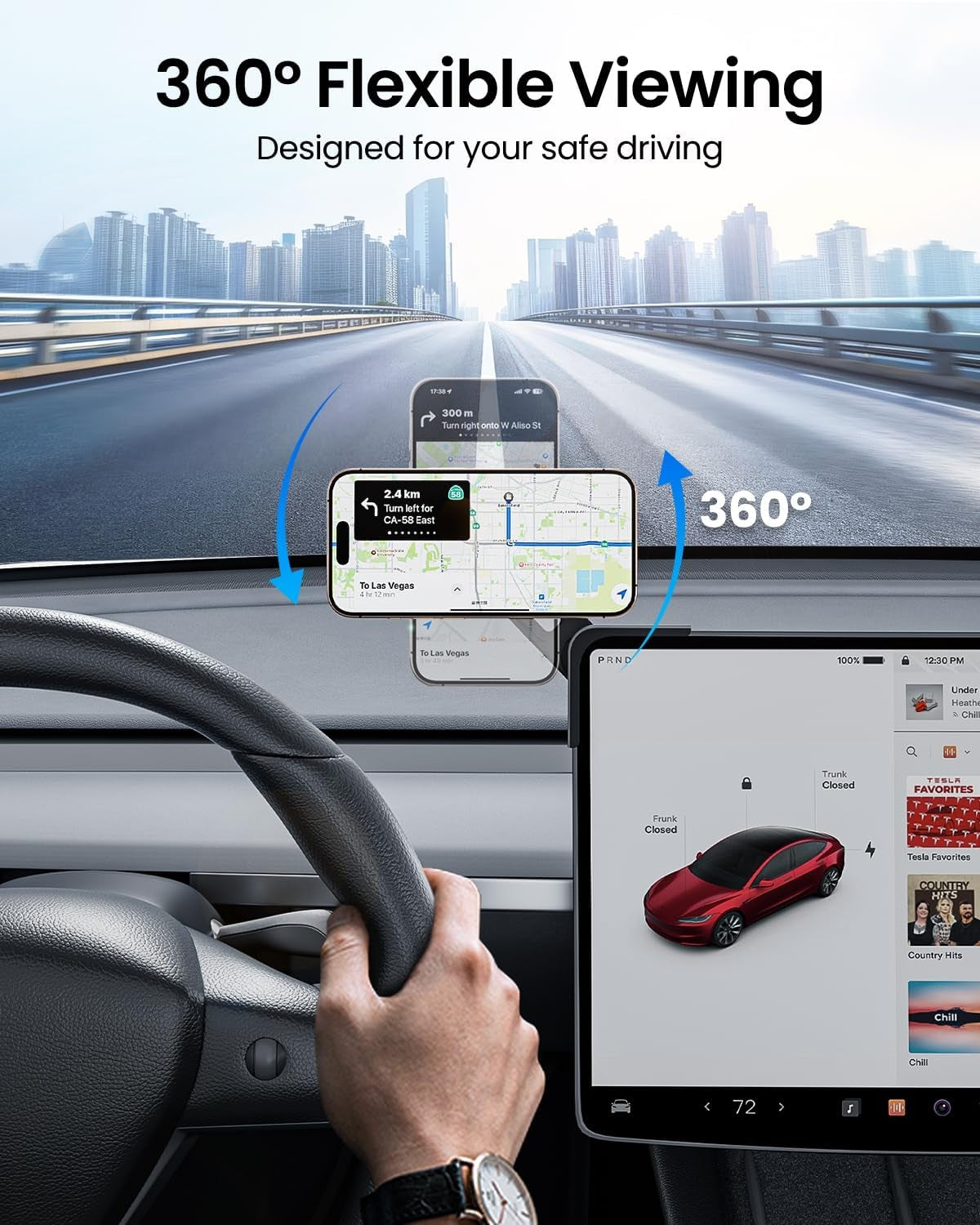 2025 Upgrade Tesla Phone Mount for Magsafe [Strongest N55 Magnet], Adjustable Tesla Touchscreen Phone Holder, 2020-2025 Model Y Accessories Compatible with Magsafe Case Iphone 16 15 14 13 Etc