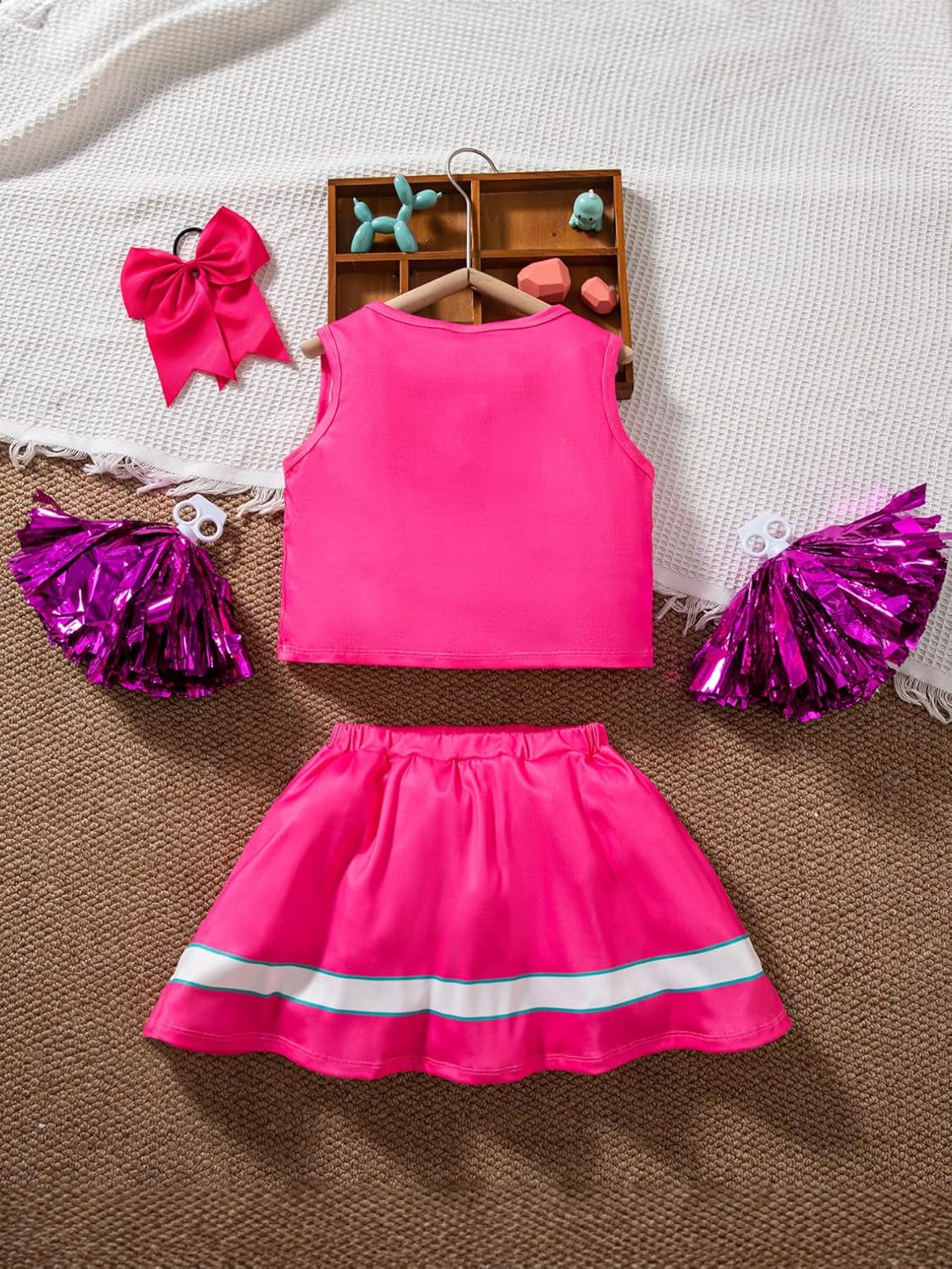 Girls Pink Cheerleader Costumes Kids Cheerleader Costumes Halloween Dress up Role Play Birthday Gift