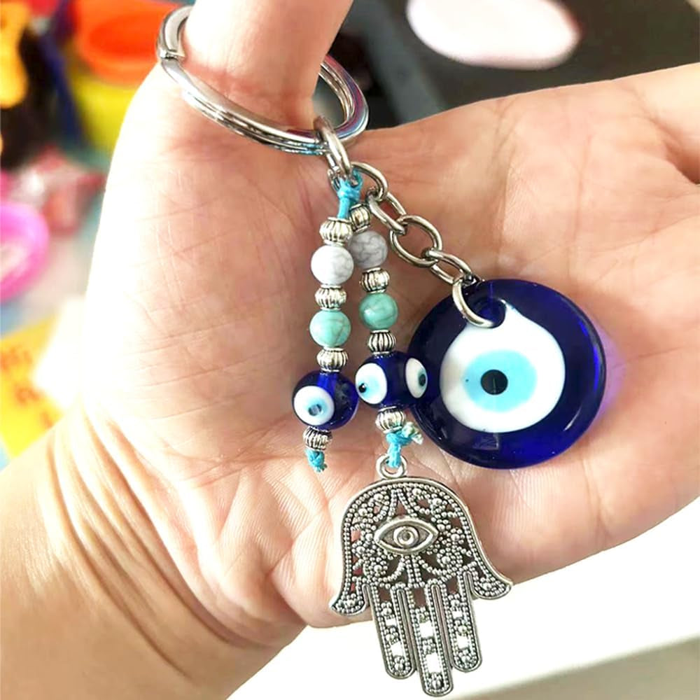Turkish Evil Eye Keychain Handmade Alloy Keyring Good Luck Pendant Charms Home Decor Accessory