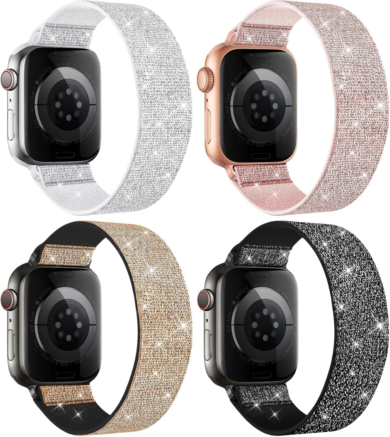Stretchy Nylon Solo Loop Bands Compatible with Apple Watch Band 38Mm 40Mm 41Mm 42Mm 44Mm 45Mm 49Mm Iwatch Series 9 8 7 SE 6 5 4 3 2 1 Ultra 2 SE, Sport Elastic Strap Wristband for Women Men