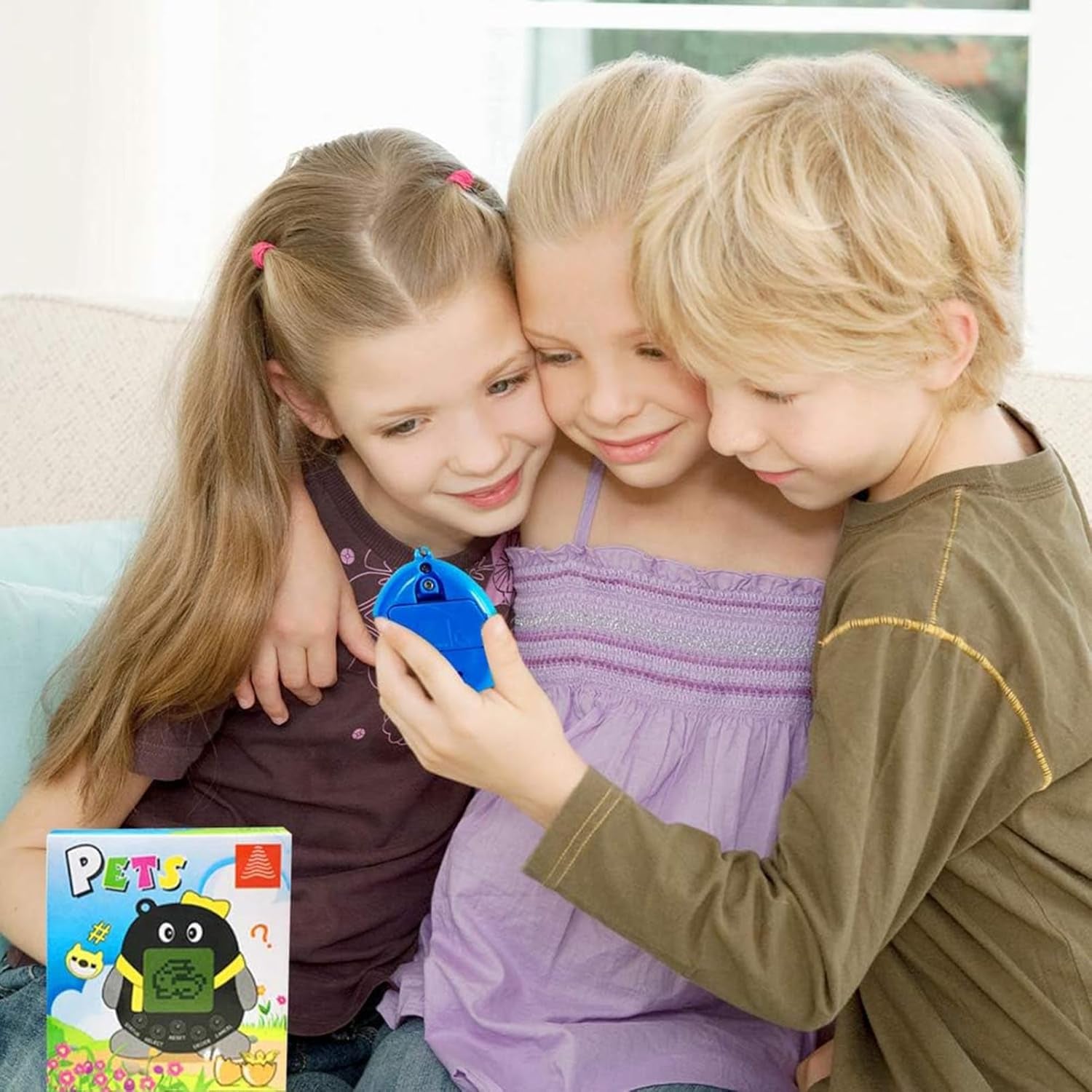 3PCS Virtual Cyber Pet Toy Digital Pets Game Console Handheld Pets Machine Mini Pocket Electronic Animals Toys with Key Chain Early Education Gift for Children Kids(Random Color) BanUK