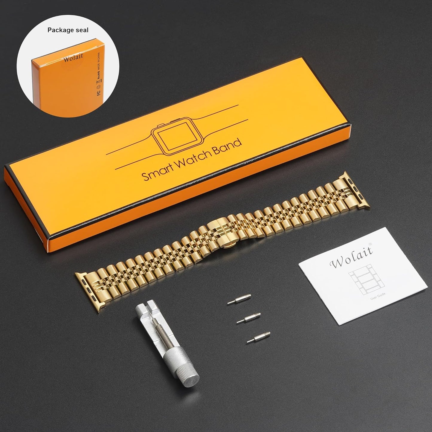 Compatible with Apple Watch Band 41Mm 40Mm 38Mm, Stainless Steel Heavy Band with Butterfly Folding Clasp Link Bracelet for Iwatch Series 9/8/7/6/Seseries 5/4/3 Women,Gold