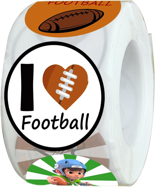500 Pieces Football Labels Roll Stickers - Super Bowl Sports/Football Birthday Party Supplies Decorations Favors Jar Containers Letter DIY Sticker Labels Decals