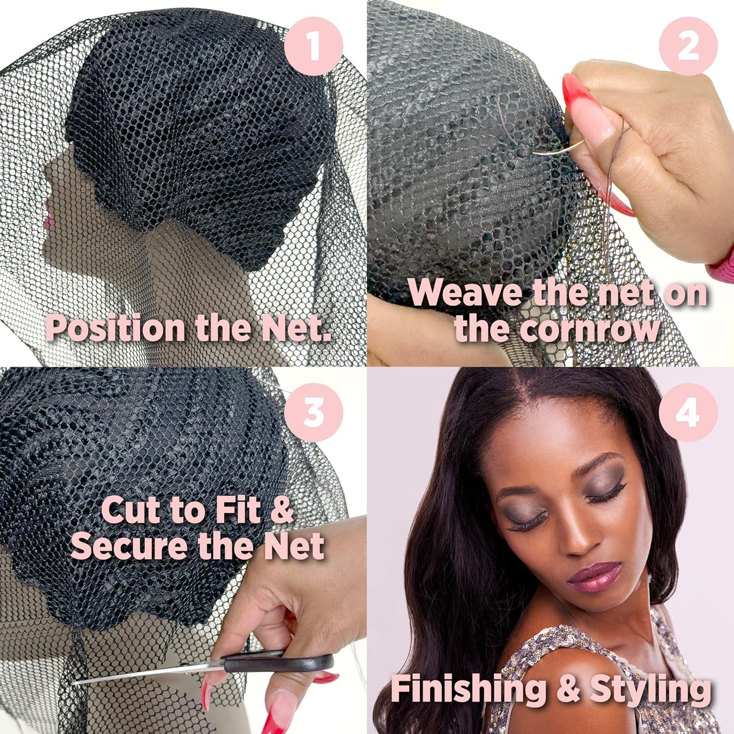 Deluxe Weaving Net 17.5" X 26" Black Weaving Net for Crochet Hairstyles Womens Crochet Cap Womens Weaving Net for Hair Black Wig Cap for Hair, 1PC