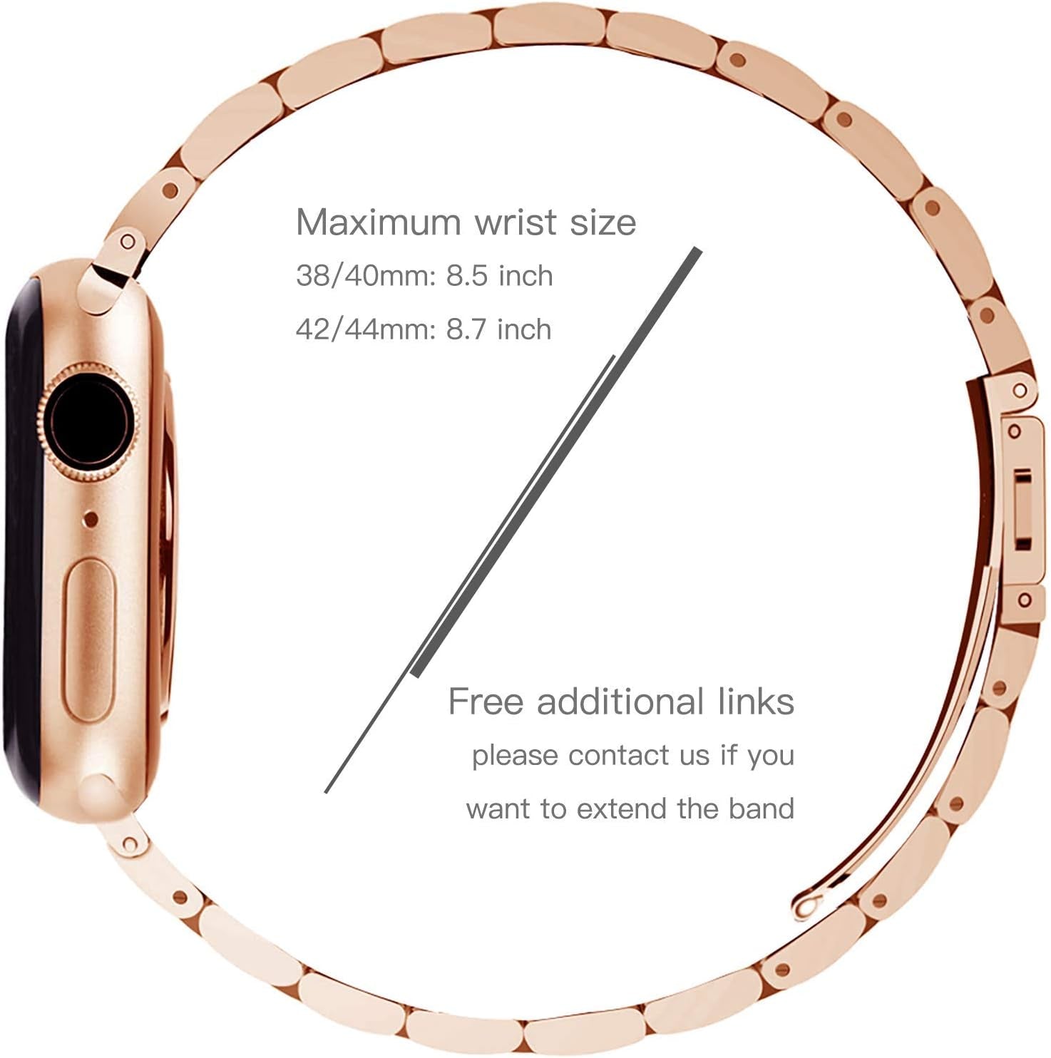 Compatible with Apple Watch Band 42Mm 44Mm, Business Solid Stainless Steel Metal Band Replacement Iwatch Strap for Apple Watch Series 6/5/4/3/2/1, SE for Men Women- Rose Gold(42Mm/44Mm)
