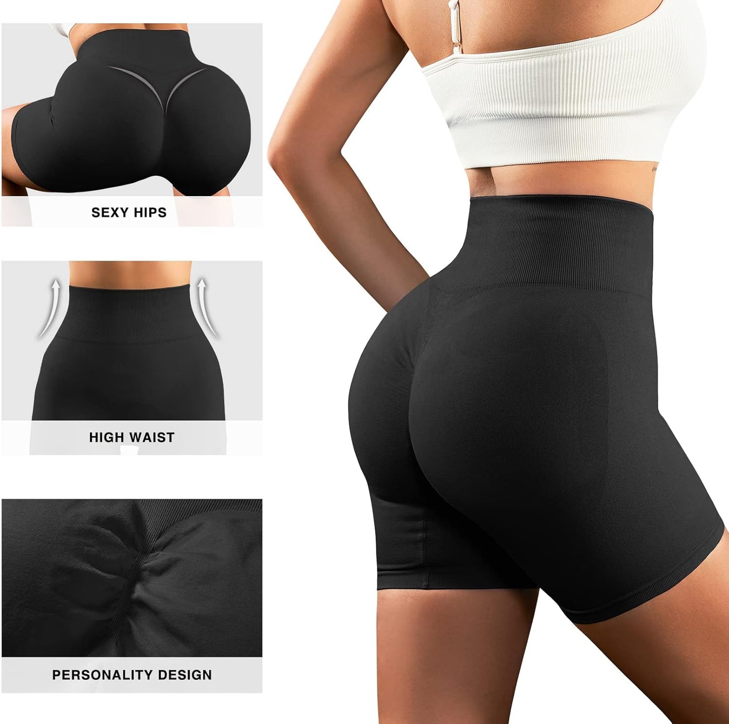 1-3 Pack Workout Shorts Women Scrunch Butt Lifting Biker Shorts Seamless Gym Workout Yoga Shorts