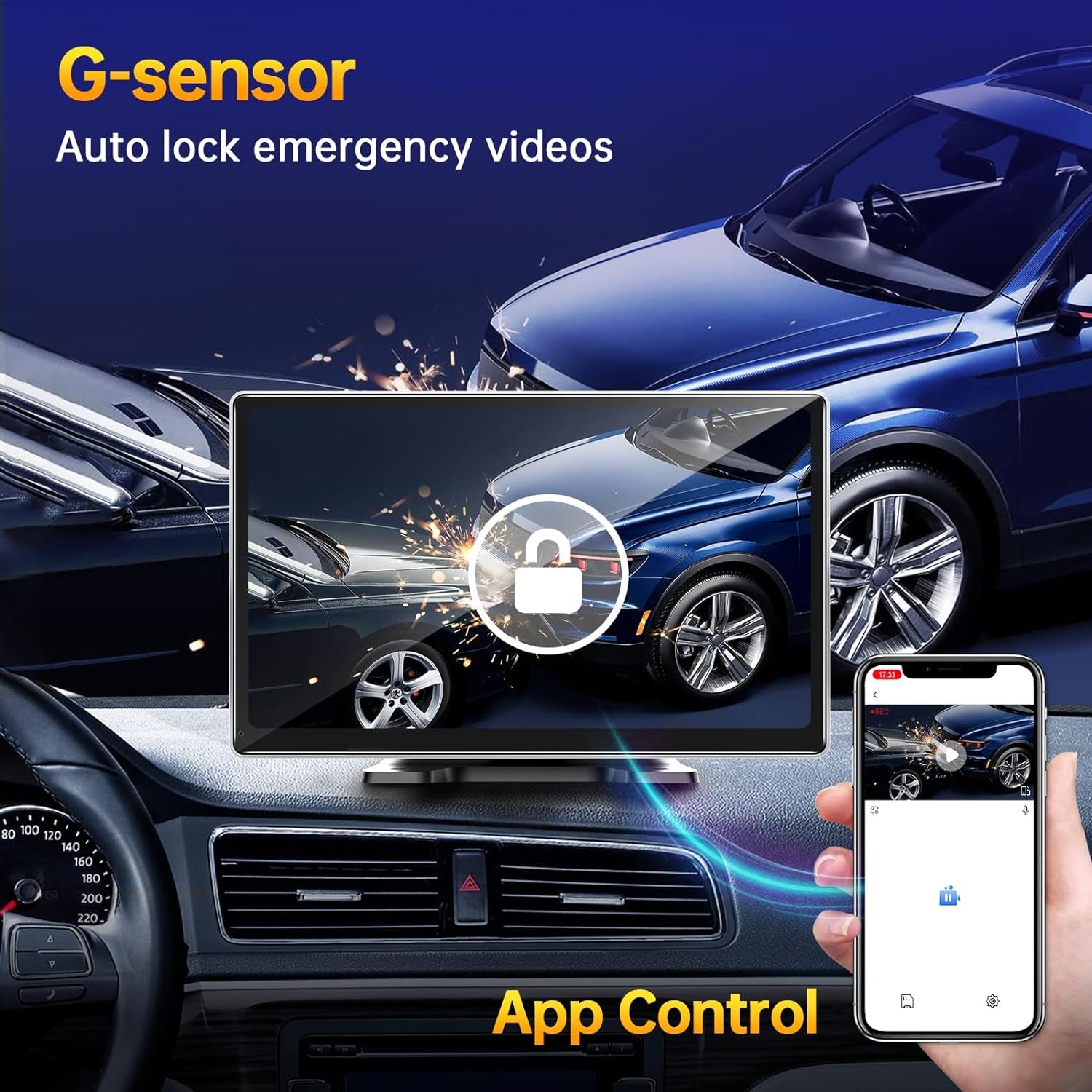 9" Wireless Apple Carplay Android Auto Screen - 4K Dash Cam, GPS Navigation, HD Touchscreen, Airplay, 1080P Backup Camera, Car Stereo - by TRUCK DRIVER