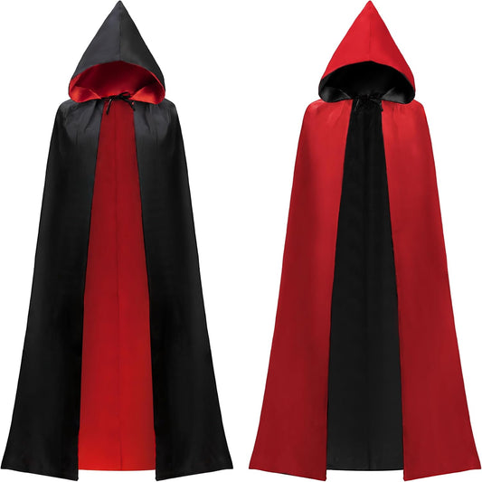 Adult Unisex Vampire Costume Accessories Halloween Vampire Cape for Transylvania Dracula Theme Party with Reversible Hooded Cape Cloak and Tattoo Scar