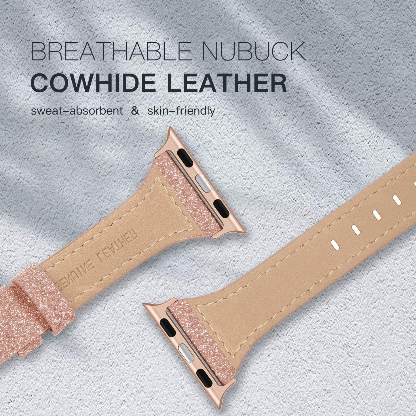 Leather Bands Compatible with Apple Watch 38Mm 40Mm 41Mm Band Women, Slim Thin Genuine Leather Band Compatible for Iwatch Apple Watch Series 7, 6, 5, 4, 3, 2, 1, SE, Sport & Edition Women