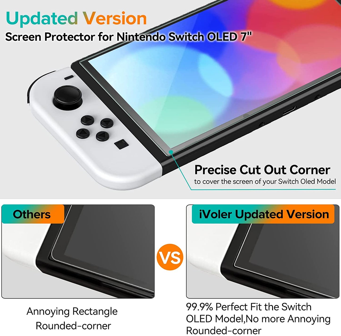 4-Pack Tempered Glass Screen Protector Designed for Nintendo Switch OLED Model 2021&2023 with [Alignment Frame] Transparent HD Clear[Updated Version] Screen Protector for Switch OLED 7''