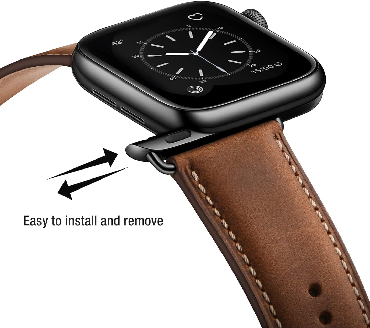 Leather Bands Compatible with Apple Watch Band 49Mm 45Mm 44Mm 42Mm for Men Women, Top Grain Genuine Leather Replacement Strap for Iwatch Ultra2 Ultra SE2 SE Series 9 8 7 6 5 4 3 2 1