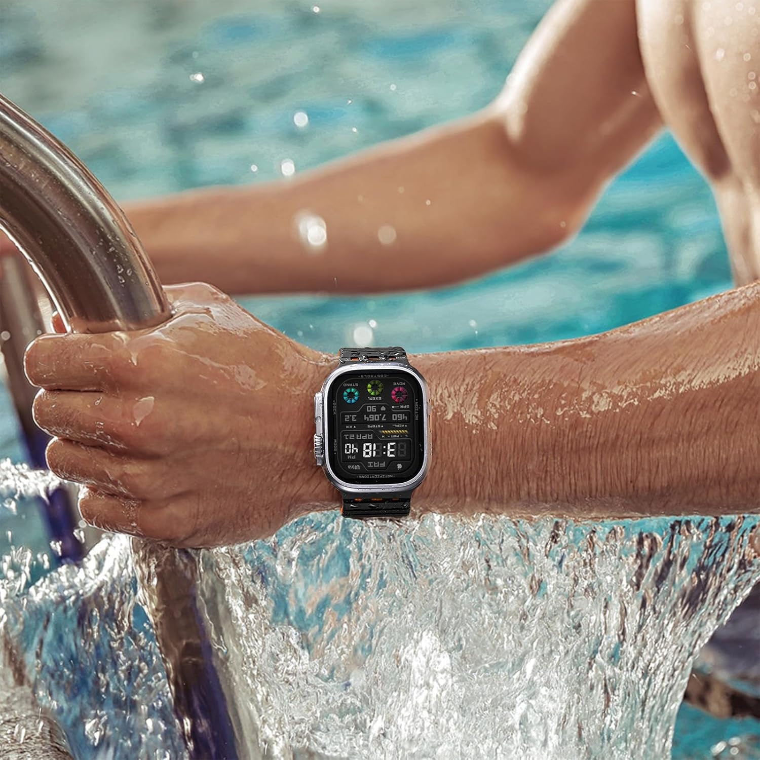 Magnetic Watchband Compatible with Apple Watch Ultra 2/Ultra Band 49Mm/46Mm/45Mm/44Mm/42Mm(3/2/1) Men Women, Rugged Silicone Sport Replacement Strap for Iwatch SE2/SE/10/9/8/7/6/5/4