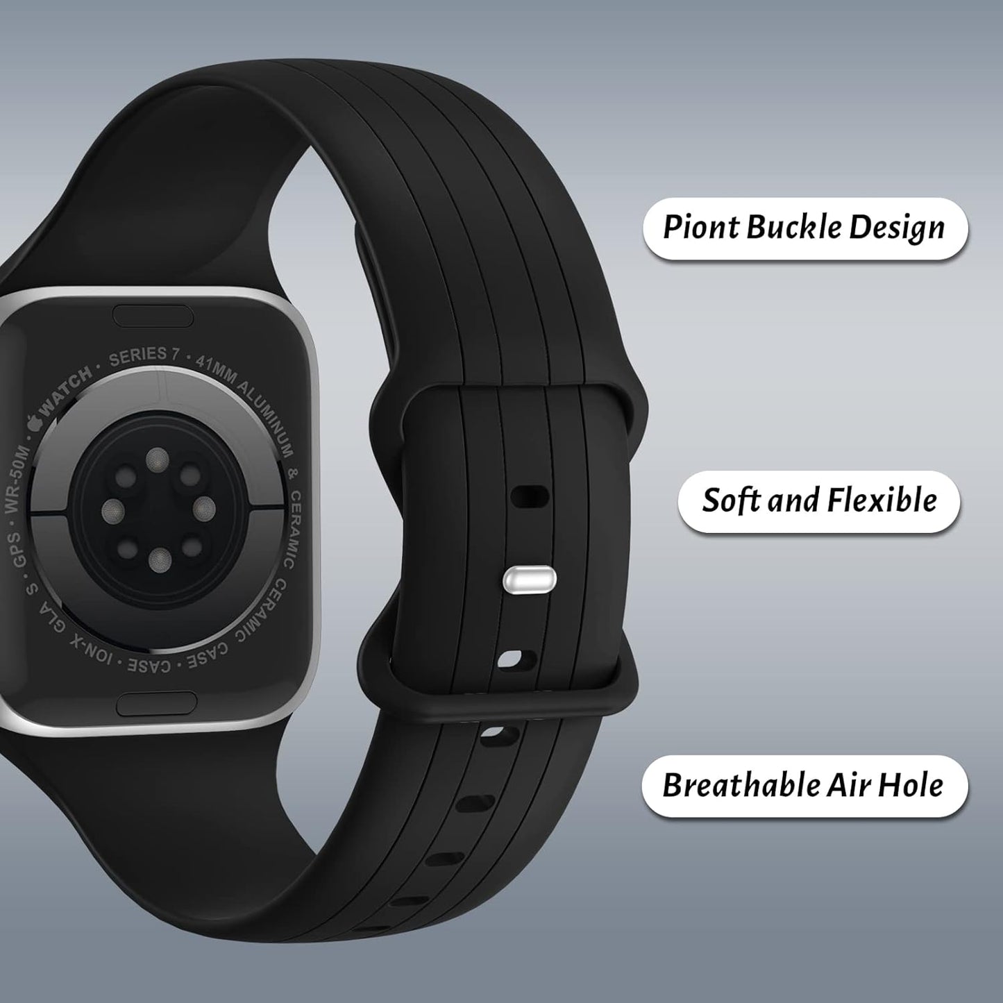 Designer Sport Bands Compatible with Apple Watch Band 38Mm 40Mm 41Mm 42Mm 44Mm 45Mm 49Mm Series 9 8 7 6 5 4 3 2 1 SE Women Men, Breathable Soft Silicone Strap Replacement Wristbands for Iwatch Bands