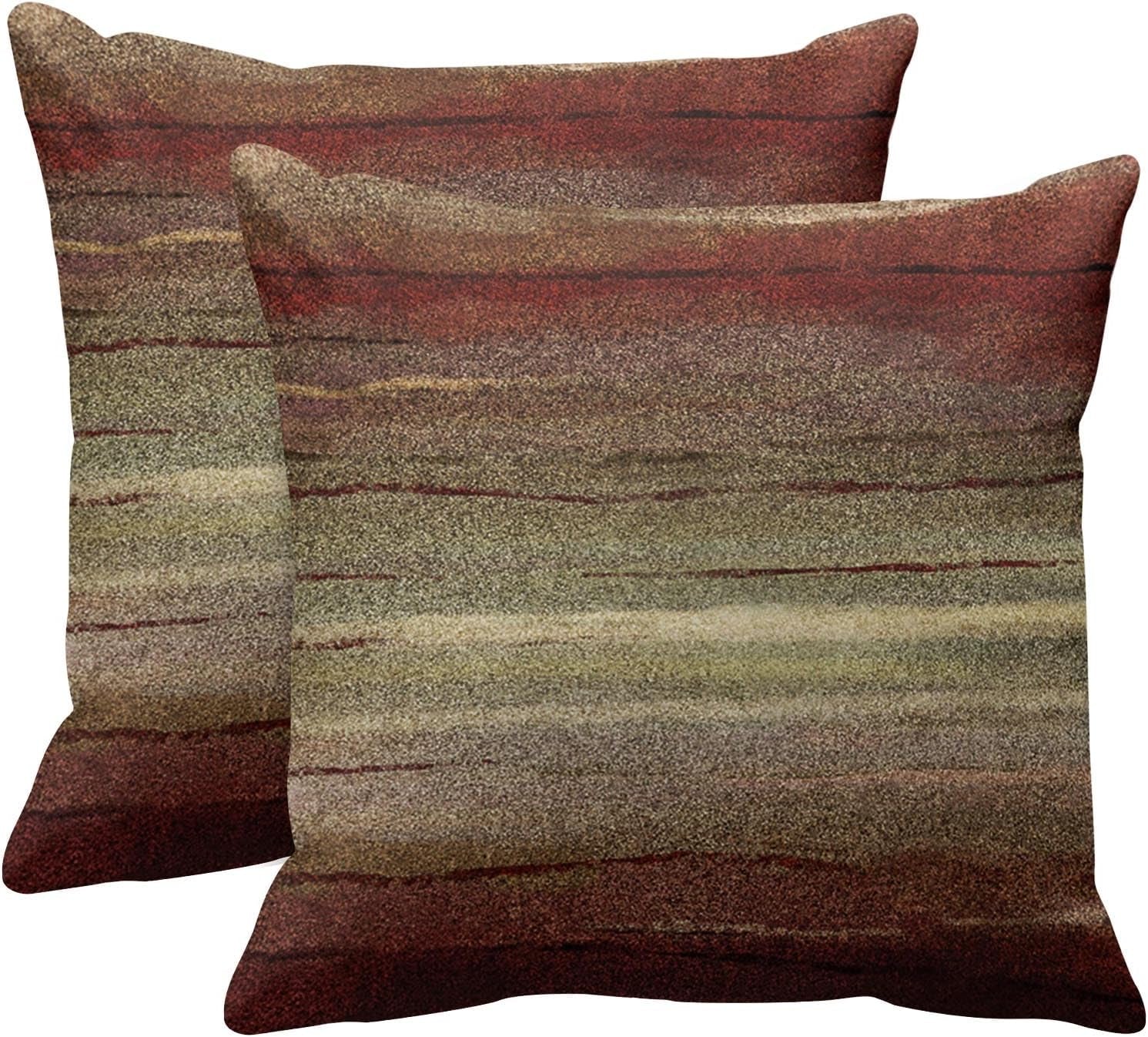 Set of 2 Throw Pillow Cover Western Tribal Geometric Brown Southwest Decorative Pillow Case Home Decor Square 18 X 18 Inch Pillowcase