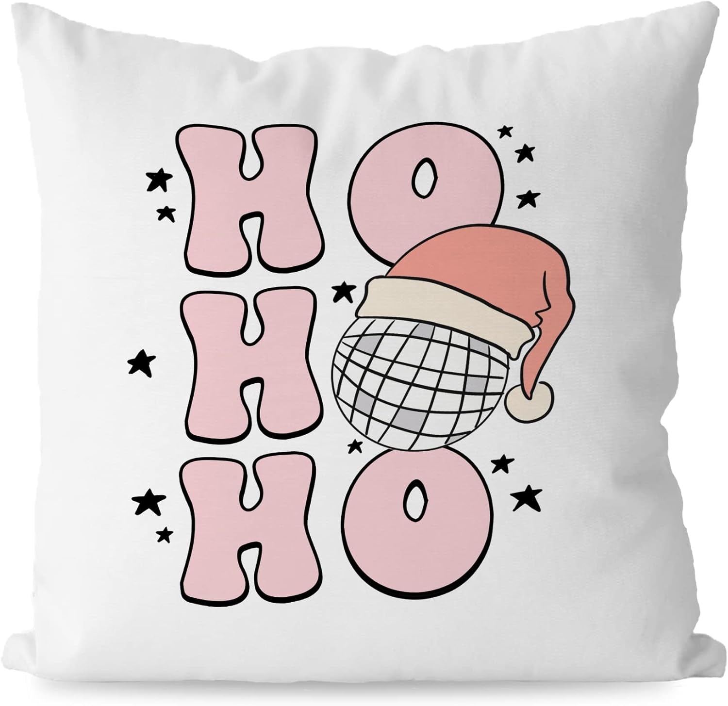 Preppy Christmas Decor Preppy Retro Pink Christmas Decor Pink Christmas Decorative Throw Pillow Cover 18X18,Pink Preppy Ho Ho Ho Christmas Decorations for Bedroom Teen Pink Christmas Room Decor