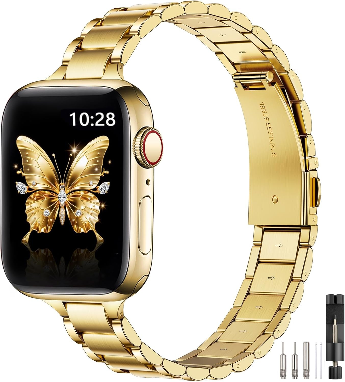 Thin Metal Bands Compatible with Apple Watch Band 38Mm 40Mm 41Mm 42Mm 44Mm 45Mm 49Mm for Women, Slim Stainless Steel Chain Replacement Wristbands for Iwatch Ultra SE Series 9 8 7 6 5 4 3 2 1