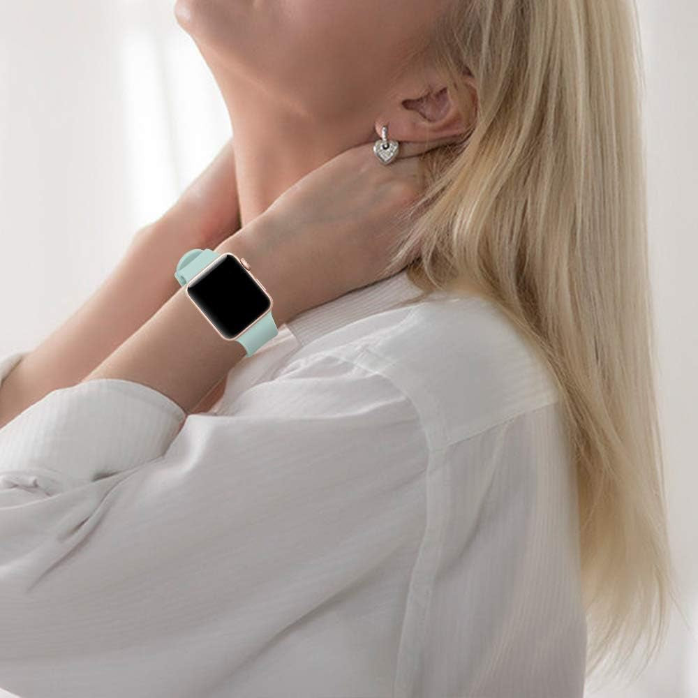 Compatible with Apple Watch Band 38Mm 40Mm 41Mm 42Mm 44Mm 45Mm 49Mm Women Men Soft Silicone Sport Strap Replacement Wristbands with Classic Clasp for Iwatch Series 8 7 6 5 4 3 2 1 SE 6Pack