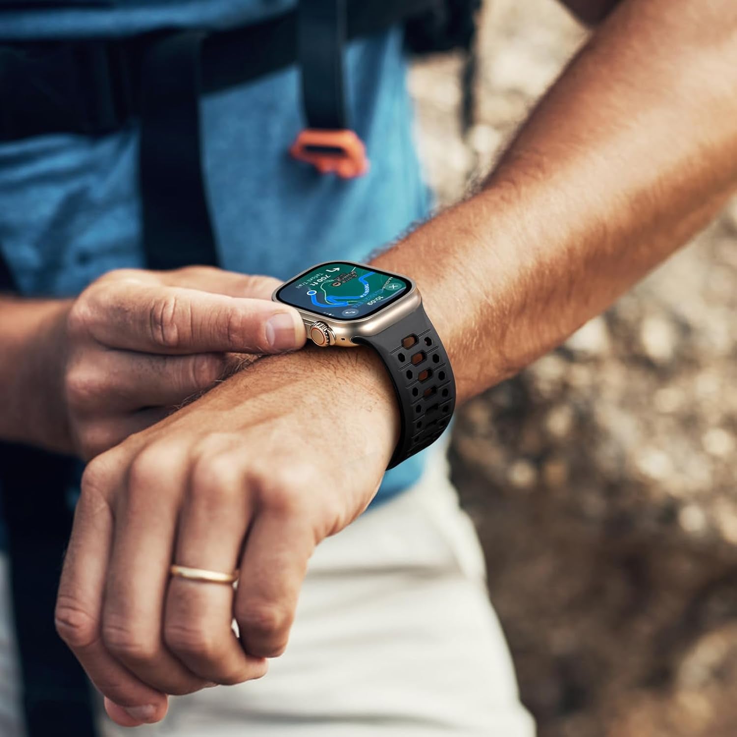 26MM Rugged Breathable Silicone Sport Band Compatible with 49Mm Apple Watch Ultra 2/1, 46Mm Series 10, 45Mm Series 9 8 7, 44Mm Series 6 5 4 SE 2/1, 42Mm Series 3 2 1