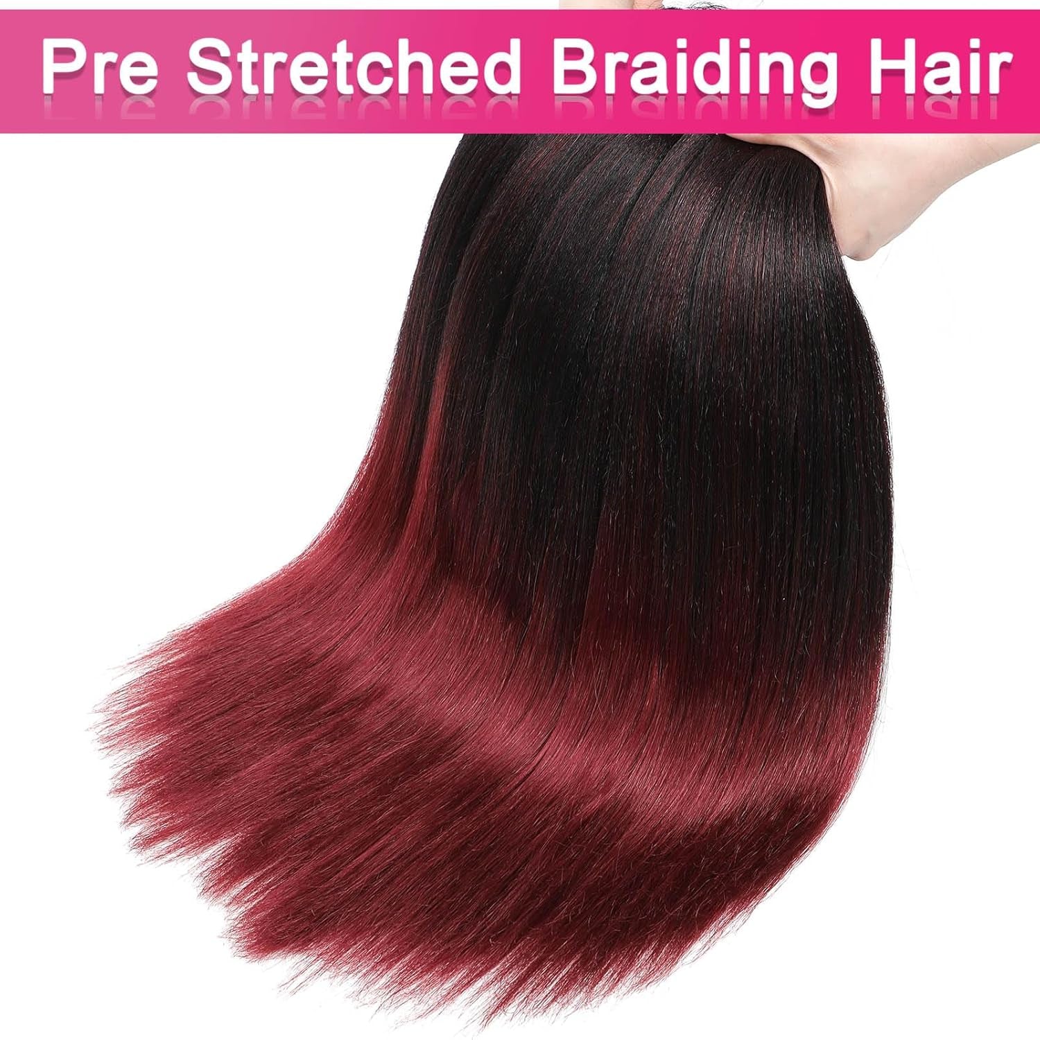 Long Braiding Hair Pre Stretched 28 Inch 3 Packs Braiding Hair Yaki Texture Prestretched Crochet Braids Hair Professional Synthetic 1B/BUG