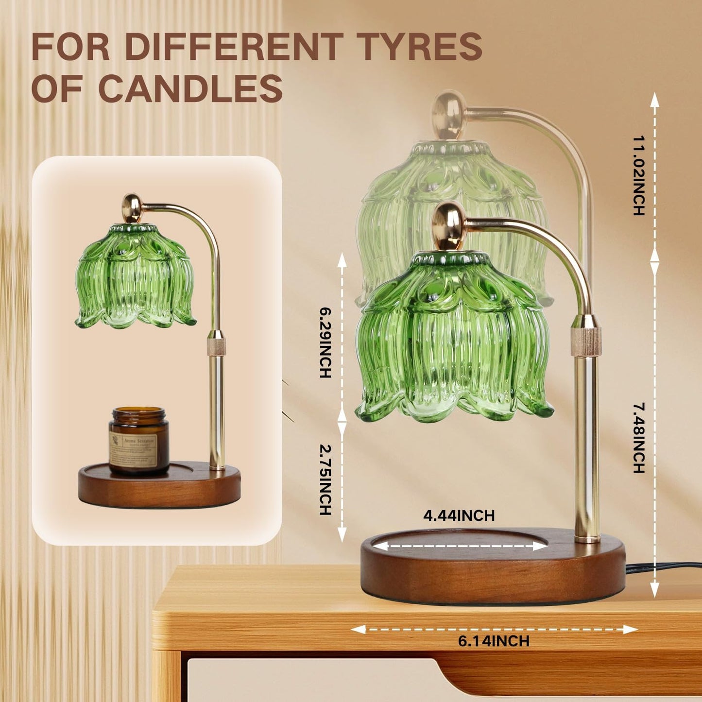 Fragrance Candle Warmer Lamp，Electric Candle Warmer with Timer & Dimmer，Mom Christmas Birthday Gifts for Women, House Warming Gifts New Home Bedroom Decor