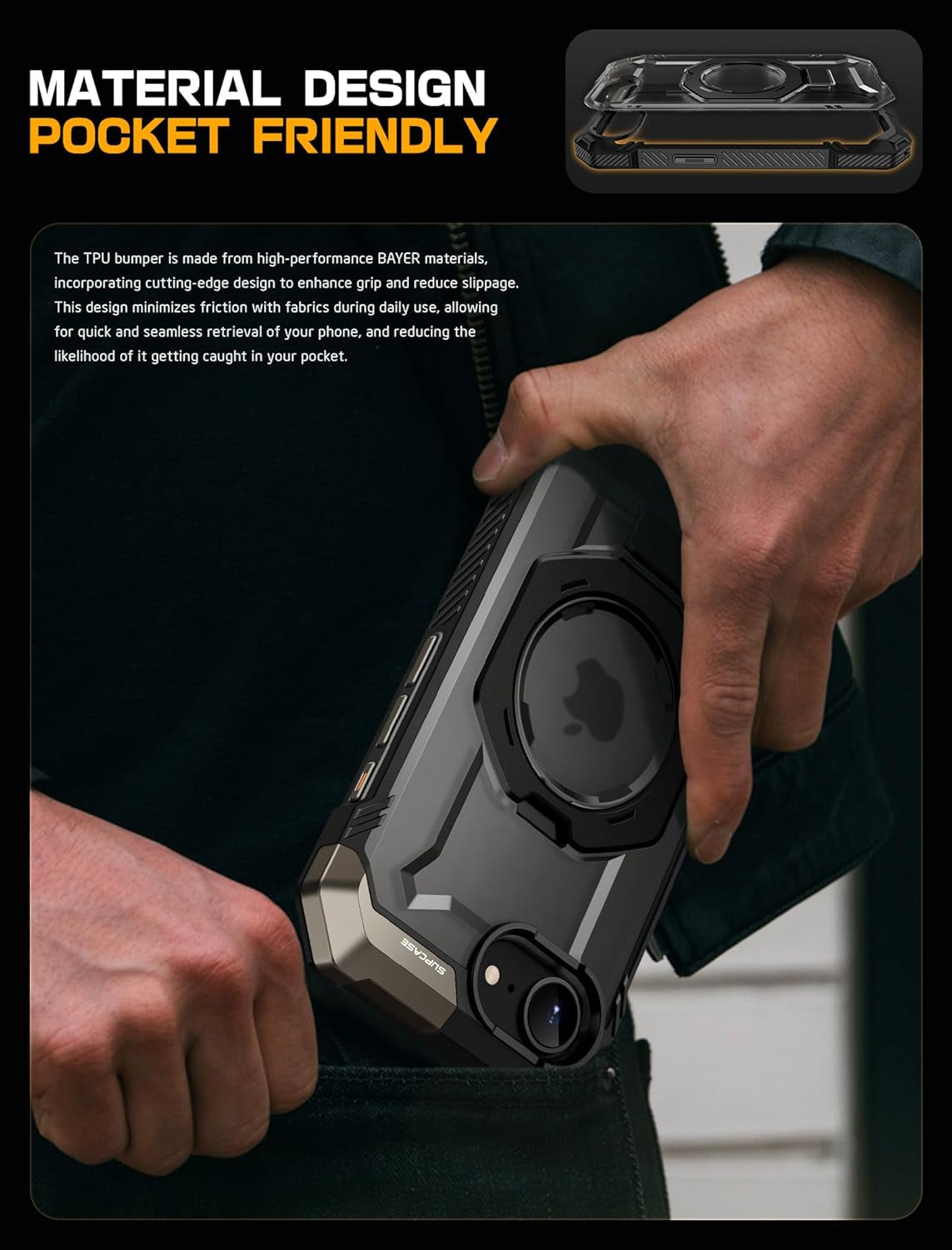 for Iphone 16E Case with Stand (Unicorn Beetle Grip), [Compatible with Magsafe] [Military-Grade Drop Protection] Heavy Duty Rugged Shockproof Magnetic Phone Case for Iphone 16E 6.1", Black