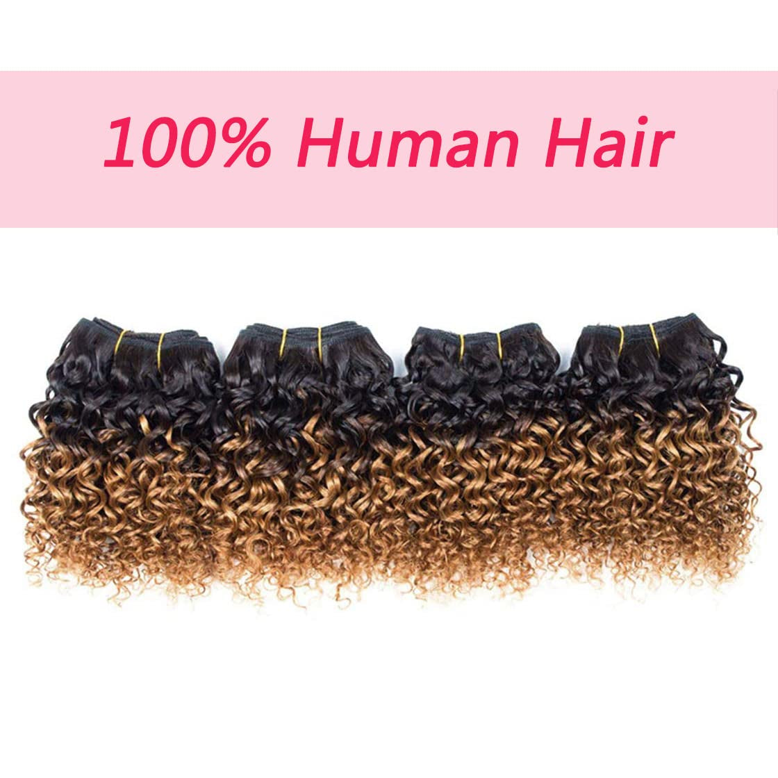 Kinky Curly Bundles Human Hair Bundles 8 Inches Curly Human Hair 4 Bundles 1B/30# Afro Weave Bundles Brazilian Virgin Human Hair 50 Gram/Bundle (8 8 8 8, 1B 30#) …