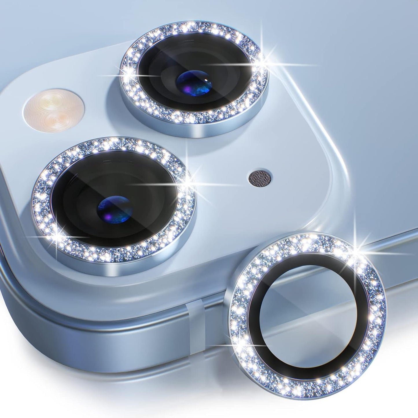 Compatible for Iphone 16 /Iphone 16 plus Camera Lens Protector Bling, 9H Tempered Glass Camera Cover Screen Protector Metal Ring Decoration Accessories(Glitter-Pink)