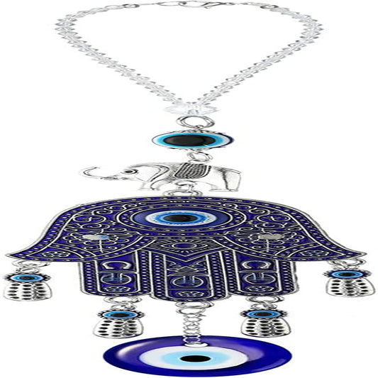 Evil Eye Car Hanging Ornament Evil Blue Eye Charms for Rear View Mirror Evil Eye Beaded Decor Evil Eye Car Accessories Evil Eye Window Pendent for Window Car Door Frame Balcony (Hamsa Hand)