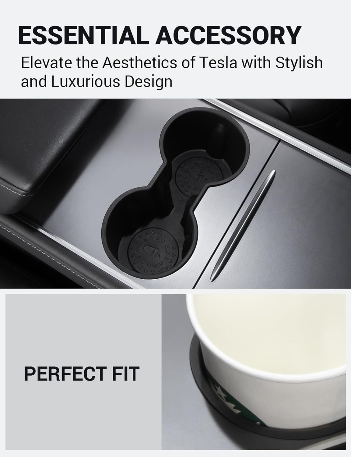 2025 Upgraded Tesla Model Y 2021-2025 Model 3 2021-2023 Center Console Cup Holder Insert, Tesla Center Console Interior Accessories, ONLY FIT New Console