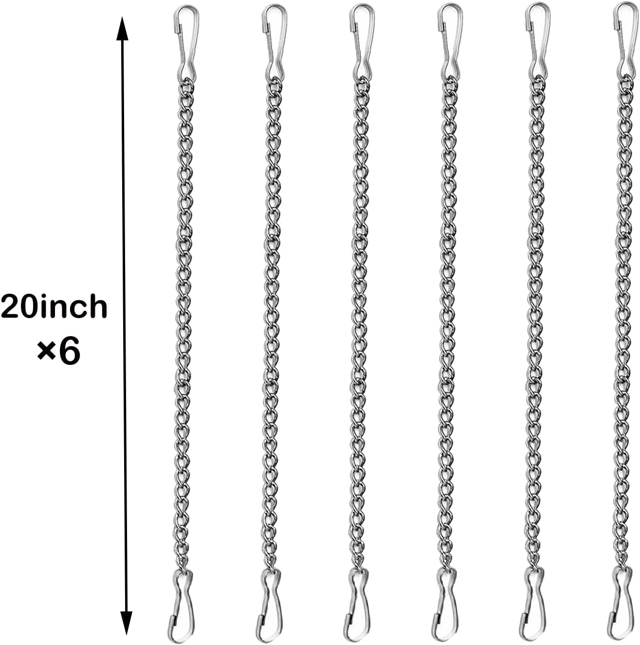6 Pcs 20 Inch Stained Glass Window Hanging Chain - Silver 304 Stainless Steel Hanging Chain, Window Art Decor, Patio Garden Outdoor Decorative Hanging Glass Panels Chains