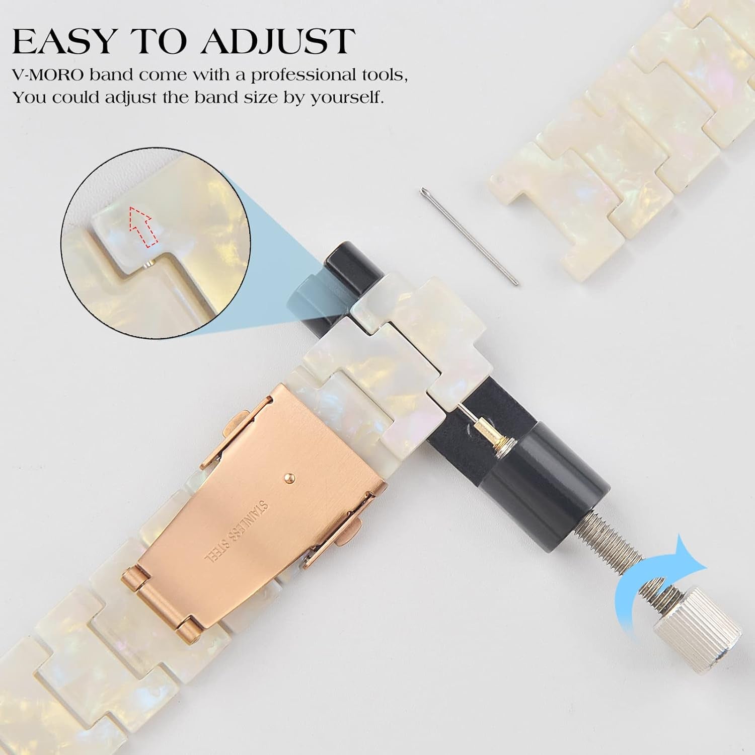 Resin Band Compatible with Series 7/8/9 Apple Watch Bands 41Mm/40Mm/38Mm Fashion Strap for Iwatch Series 6/5/4/3/2/1/SE Lightweight Bracelet Wristband Replacement Women(Aurora White)