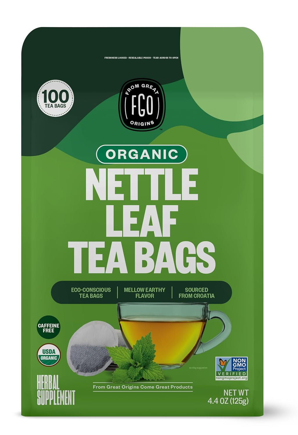 Organic Tulsi Holy Basil Tea, 100 Count, Eco-Conscious Herbal Tea Bags, Resealable Bag, Caffeine Free, Packaging May Vary (Pack of 1) TLBH
