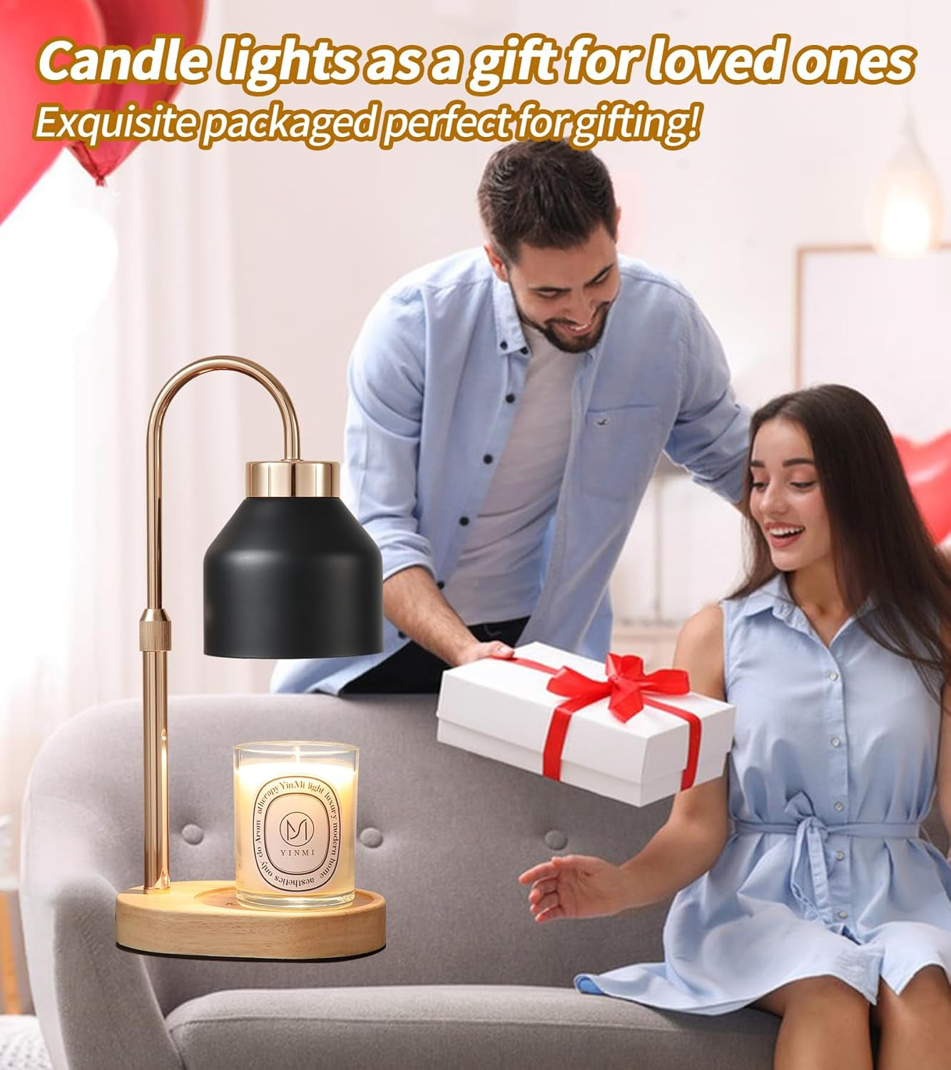 Candle Warmer Lamp,Timer,Dimmer,Adjustable Height Home Decor Electric Wax Melt Warmer with 2 Bulbs Gifts for Mom Womens Christmas Scented Jar Bedroom Living Room Decor