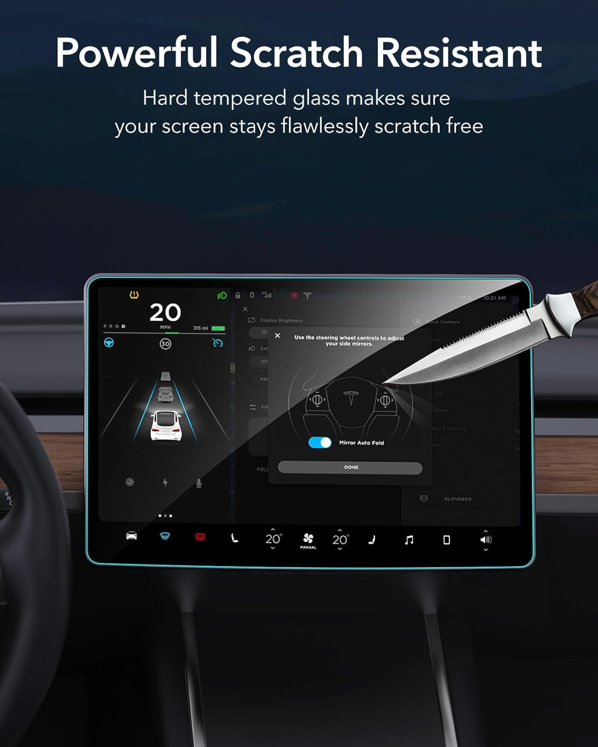 Tempered Glass Screen Protector for Tesla Model Y (2024-2020), Tesla Model 3 (2023-2017), 15 Inch Screen Protector with Alignment Kit, No More Glare & Fingerprint, Tesla Model Y / 3 Accessories