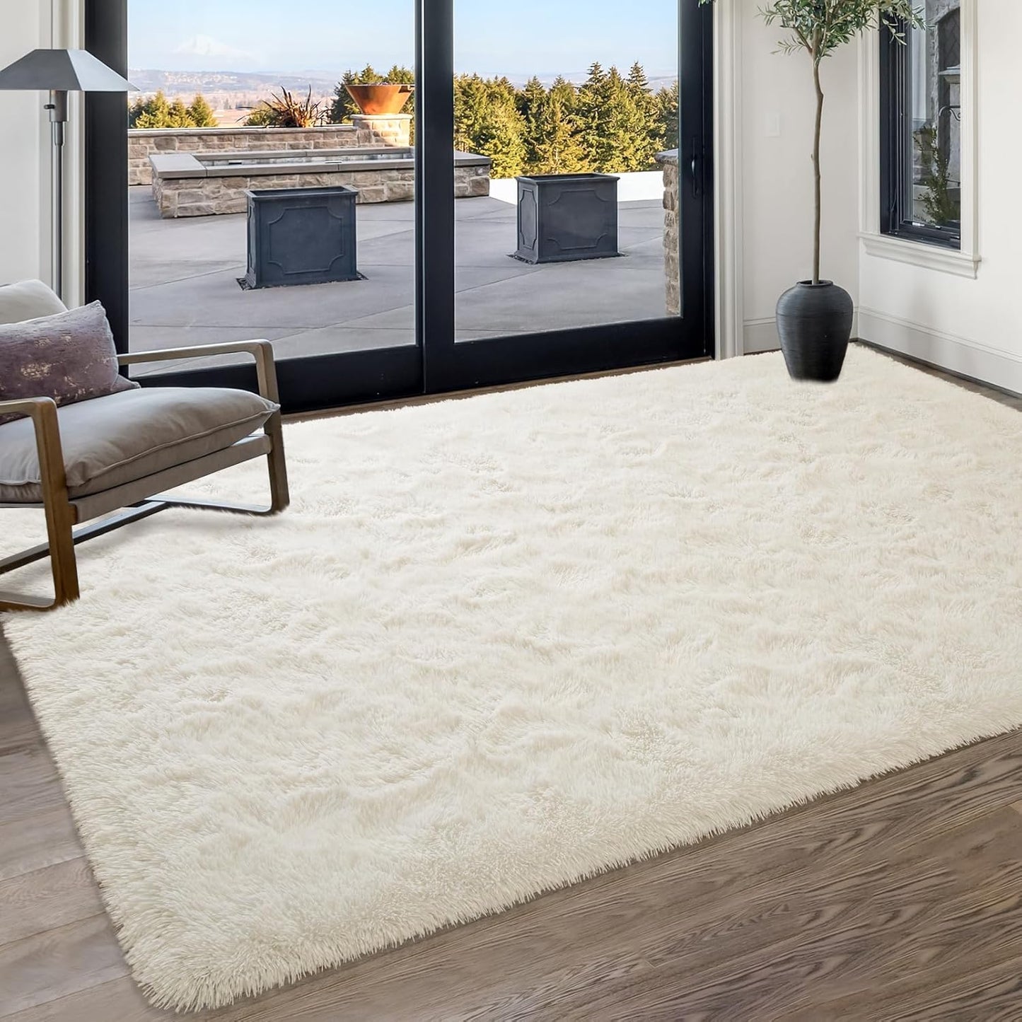 Rug for Bedroom 3X5 Feet Area Rug for Living Room Super Soft Shaggy Rugs for Kids Room Fluffy Fuzzy Carpets Long Plush Bedside Rug Nursery Christmas Home Decor for Boys Girls, Creamy White