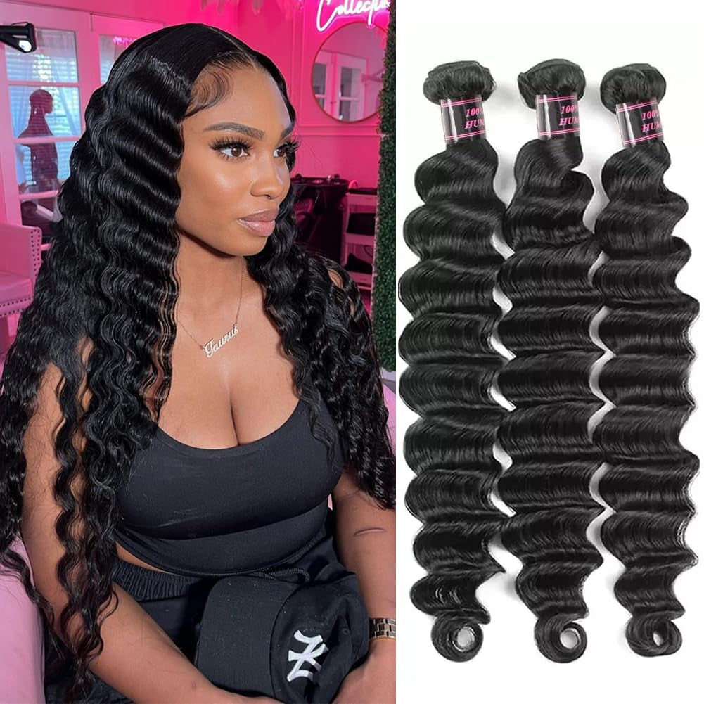 Brazilian Hair Bundles Loose Deep Wave Virgin Remy Human Hair (18 20 22 Inch) Loose Deep Curly Wet and Wavy Hair 3 Bundles/Lot Hair Weft Natural Color