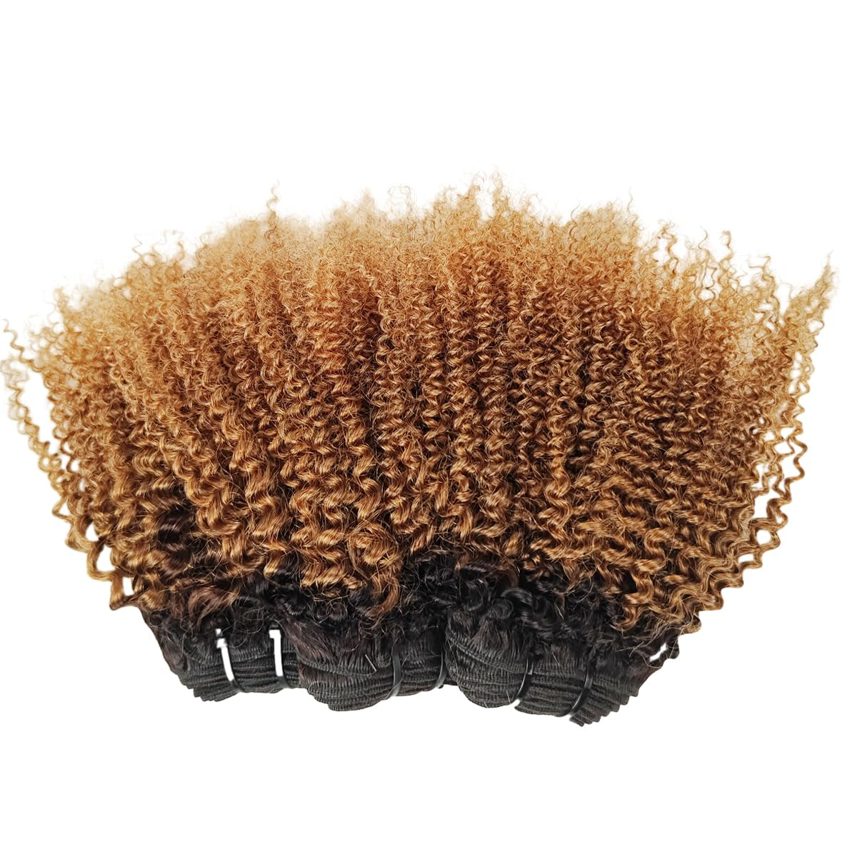 Mongolian Ombre Afro Kinky Curly Bundles Human Hair 8 10 12 Inch 1B/30 Black Brown 4B 4C Afro Kinkys Human Hair Bundle Curly Weave Bundles Unprocessed Virgin Hair Extensions for Black Women