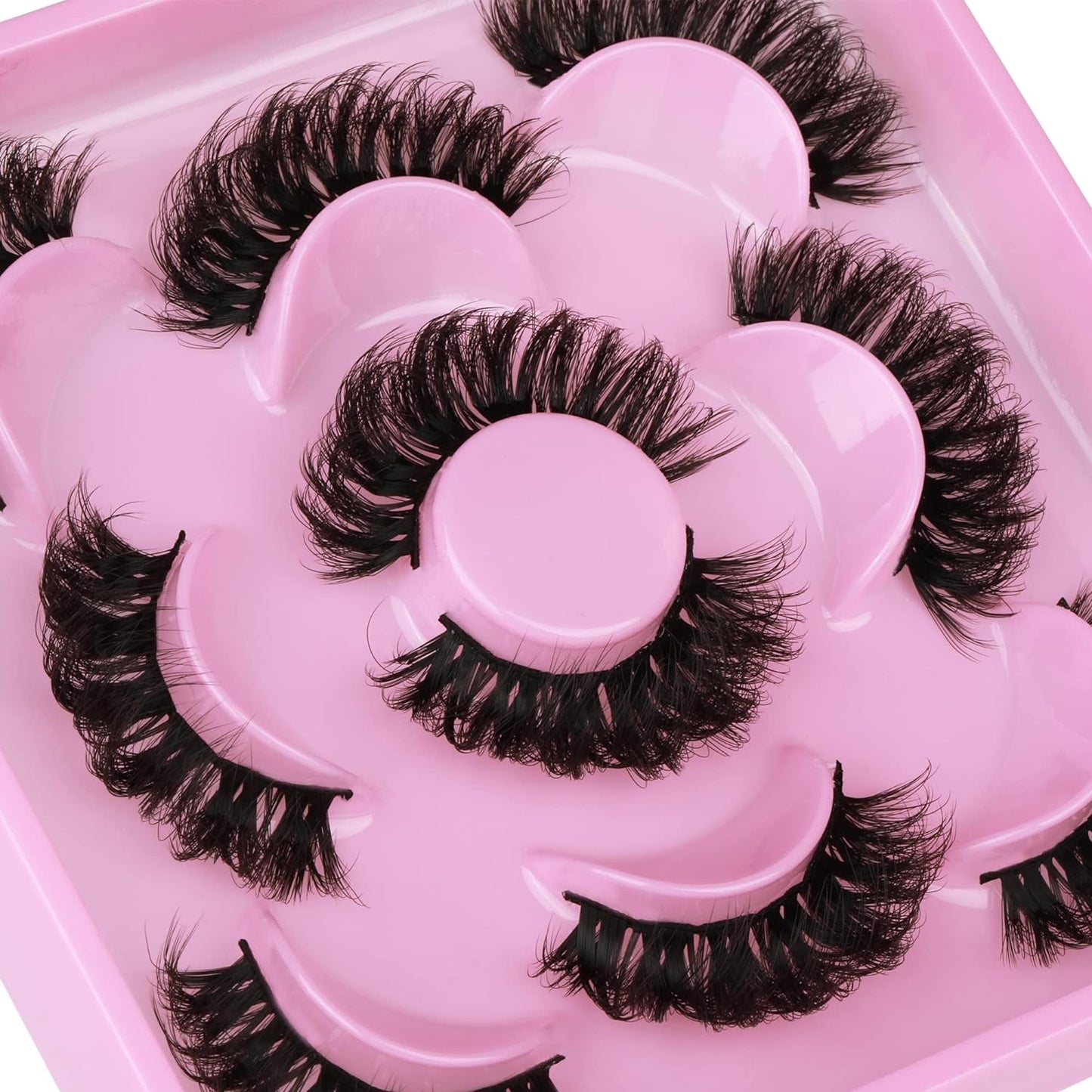 Natural False Eyelashes Fluffy Mink Lashes 3D Wispy D Curl Eye Lashes Russian Strip Thick Full False Eyelashes 5 Pairs 21Mm by  Eyelashes