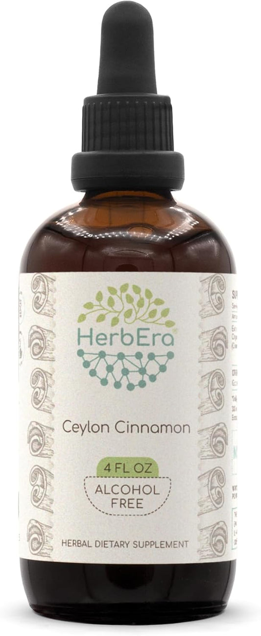 Ceylon Cinnamon B120 Alcohol-Free Herbal Extract Tincture, Concentrated Liquid Drops Natural Cinnamon (Cinnamomum Verum) (4 Fl Oz) TLBH