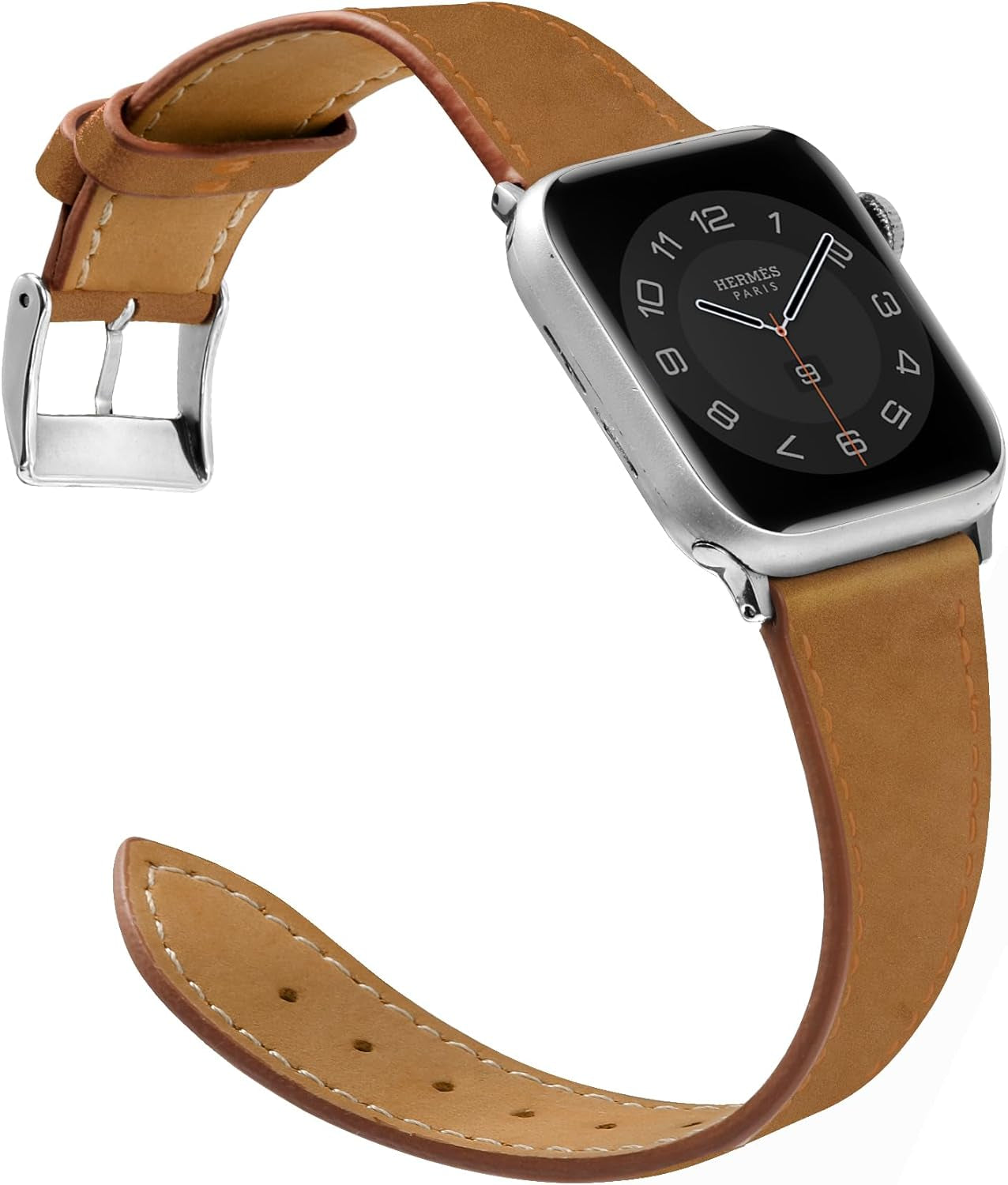 Compatible with Apple Watch Band Series SE 9 8 7 6 5 4 3 2 1 Ultra 49Mm 45Mm 41Mm 44Mm 40Mm 42Mm 38Mm, Genuine Leather Replacement Band for Iwatch, Leather Apple Watch Strap for Women & Men
