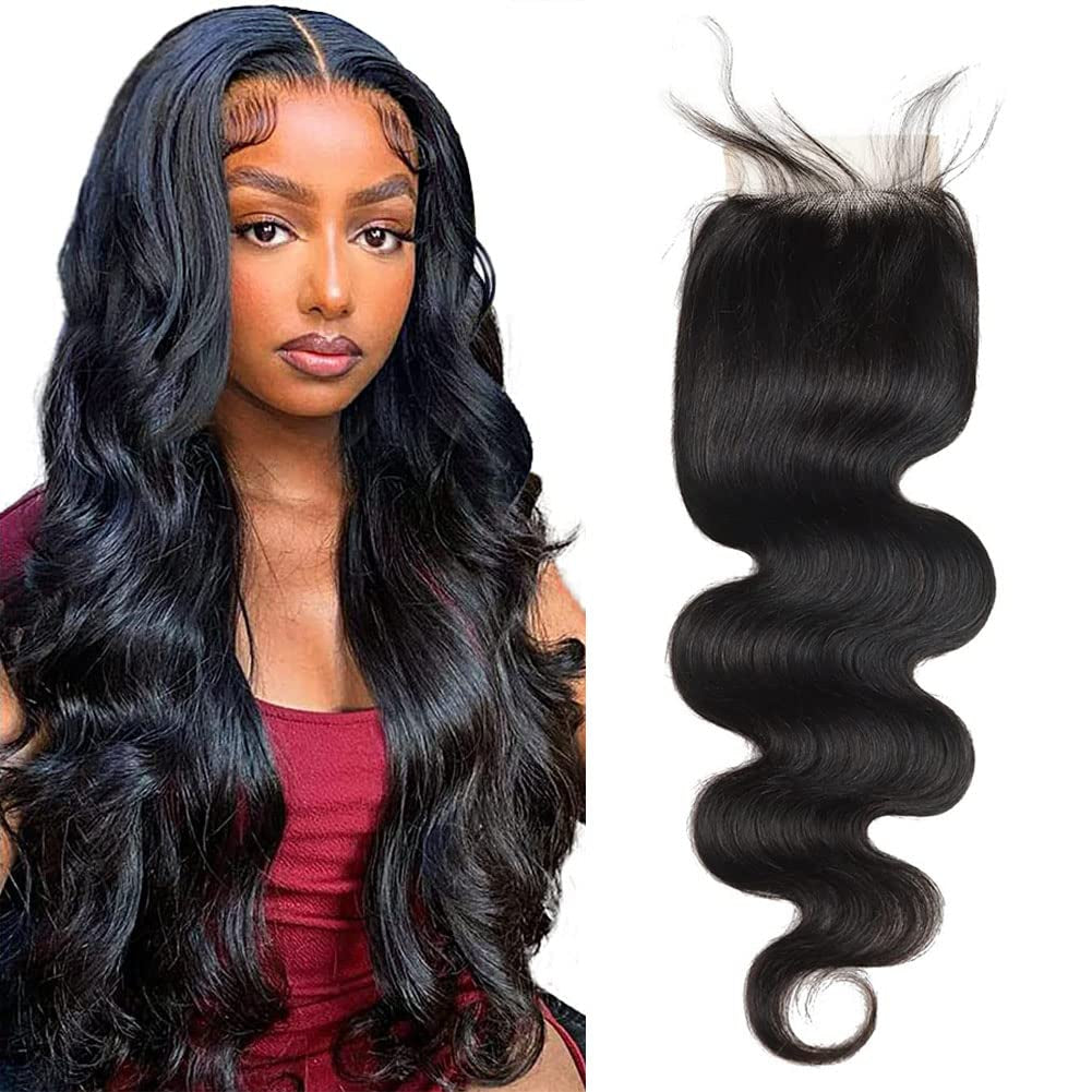 Body Wave Lace Closure Human Hair 10 Inch 4X4 HD Lace Closure 100% Brazilian Virgin Human Hair Body Wave Transparent Lace Closure Pre Plucked with Baby Hair Free Part
