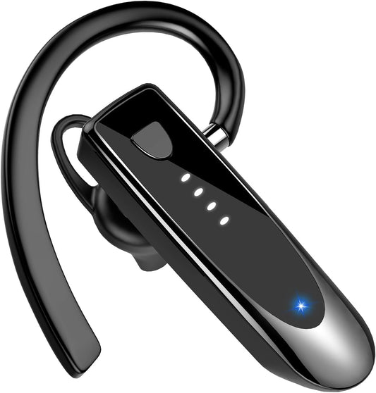Bluetooth Earpiece, Bluetooth 5.4 Wireless Handsfree Headset with Microphone, 20Hrs Call Time Bluetooth Headset, 180 Hrs Standby Time Headset for Business/Trucker/Driver, Bright Black TRUCK DRIVER