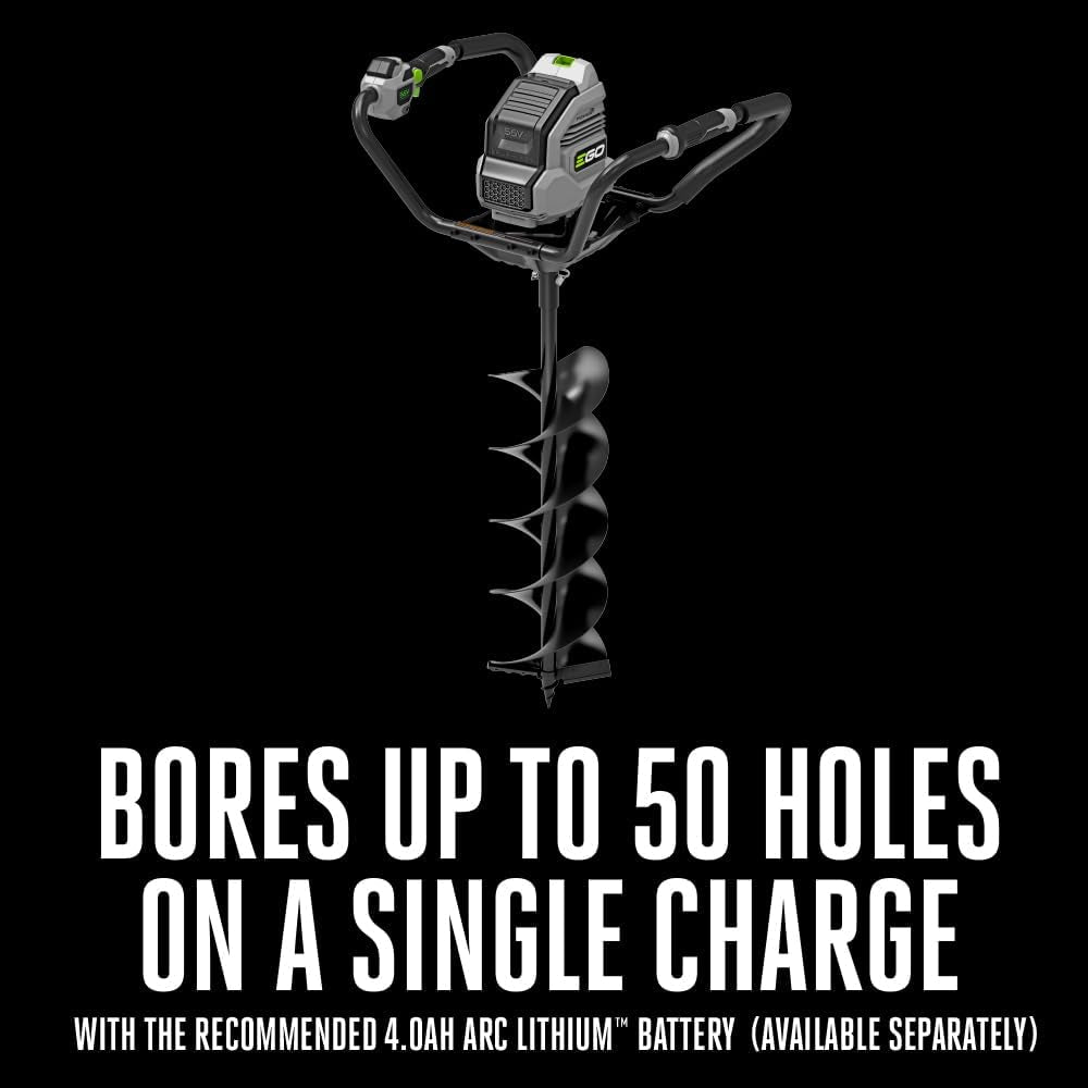 EG0800 8-Inch 56-Volt Lithium-Ion Cordless Earth Auger with Ergonomic Handle Design and Anti-Kickback System, Battery and Charger Not Included