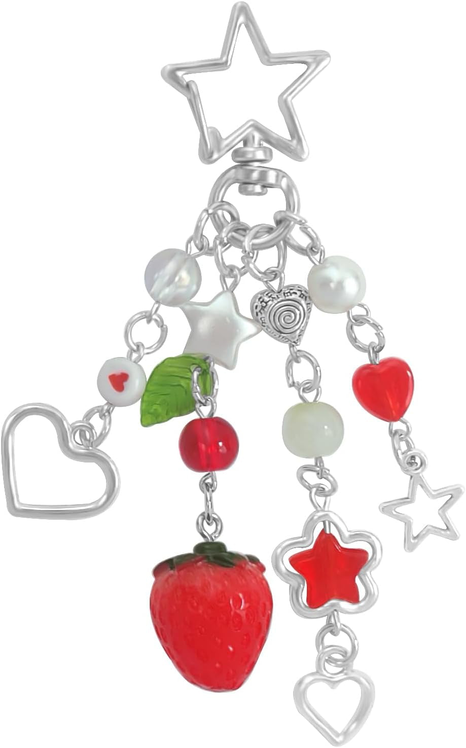 Cute Keychain Aesthetic Y2K Keychain Accessories Heart Butterfly Strawberry Bear Key Chain for Keys Bags Women Gifts