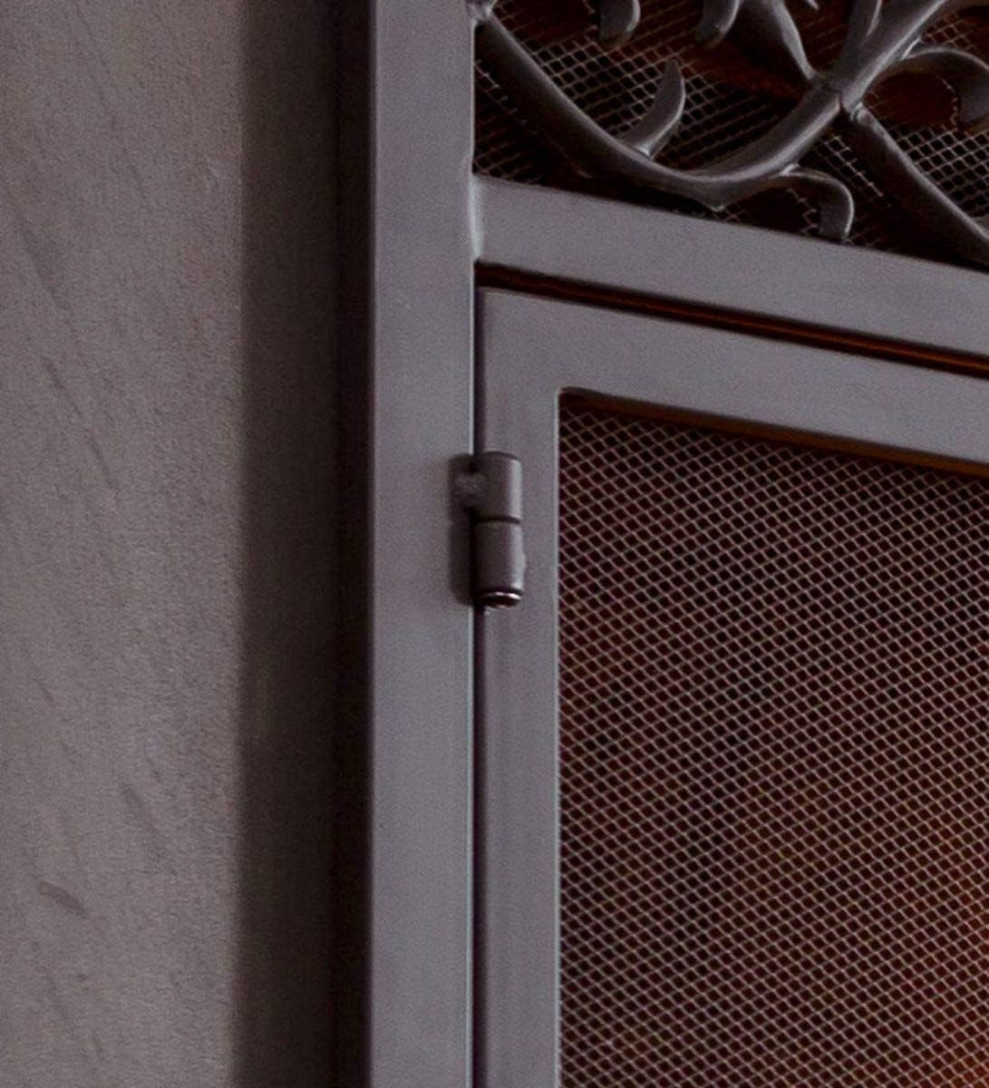Metal Fireplace Screen Scrollwork Black | 38" W X 31½"H | 2 Door | Spark Guard Grate | Fire Place Cover | Wood Burning Stove Accessories