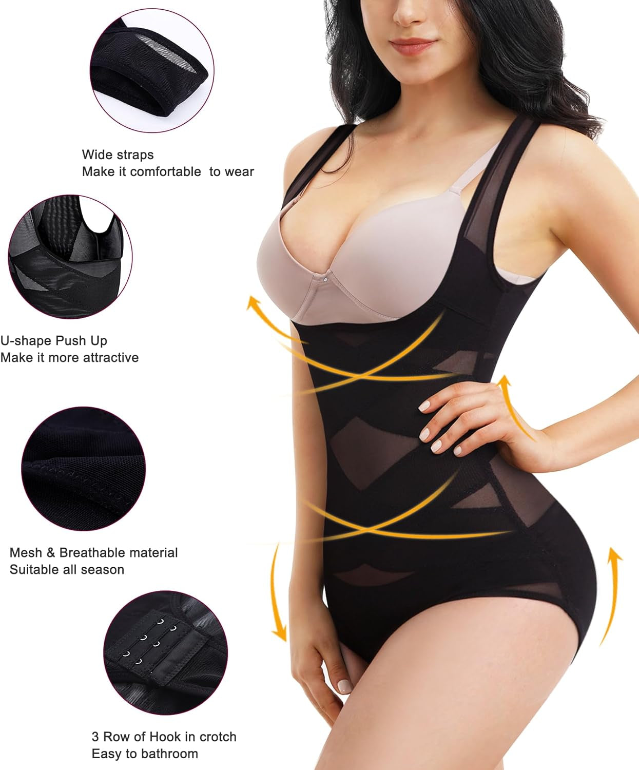 Shapewear Bodysuit for Women Tummy Control Butt Lifter Panty Hi-Waist Trainer Stomach Body Shaper Slimming Girdles