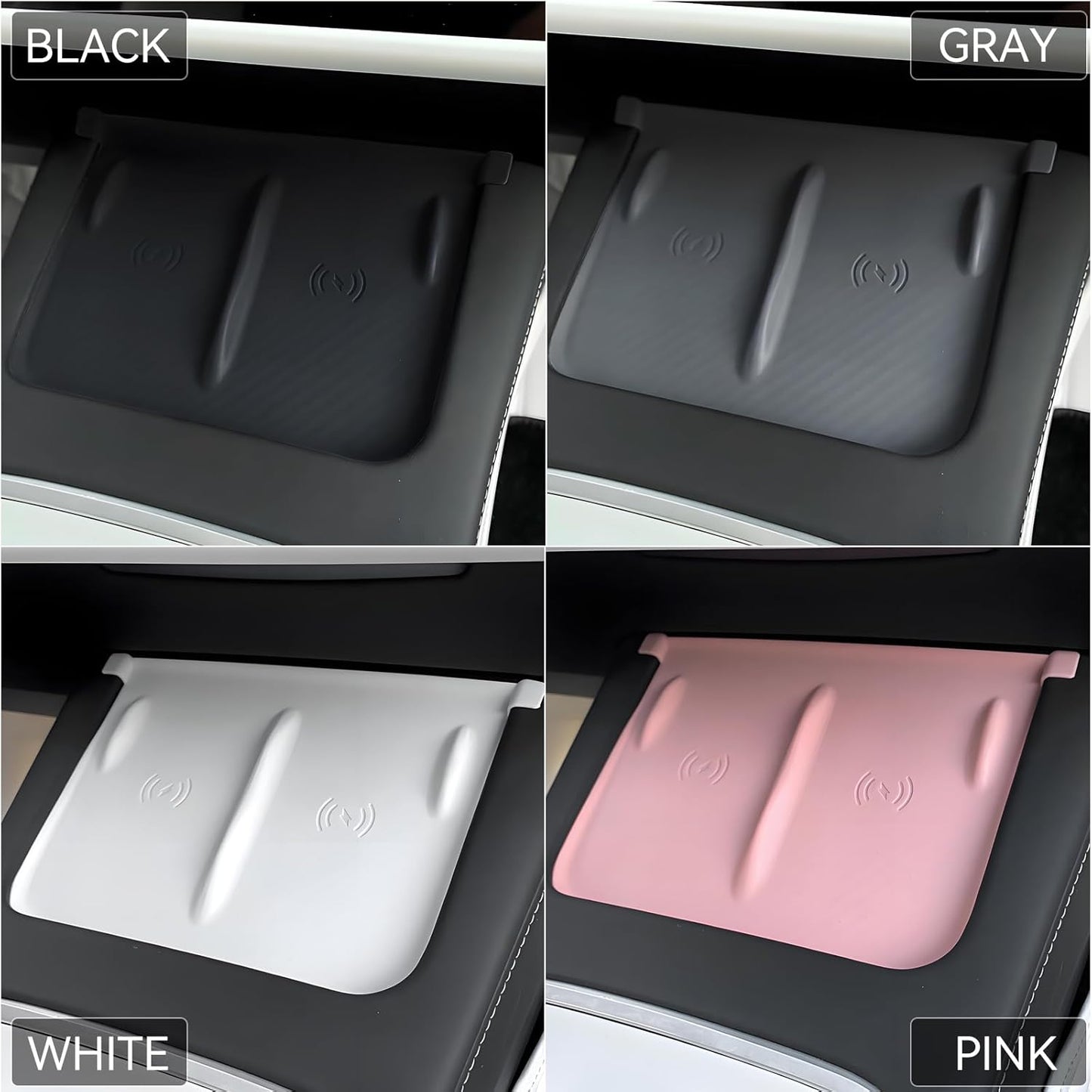 Tesla Center Console Mat for Model 3 Model Y Wireless Charger Silicone Cover Pad Accessories Fit for 2021 2022 2023 Car (White)
